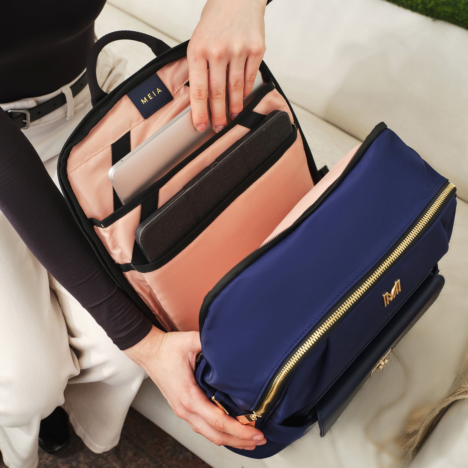 MEIA work laptop backpack with separated tech laptop compartment
