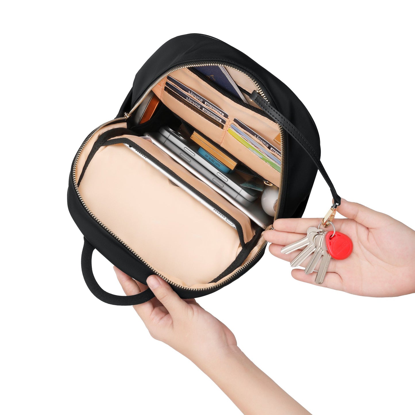 MEIA convertible everyday backpack inside organizational pockets