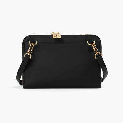 Back of MEIA detachable clutch convertible to crossbody bag