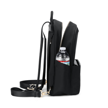 MEIA convertible everyday backpack product side view with water bottle